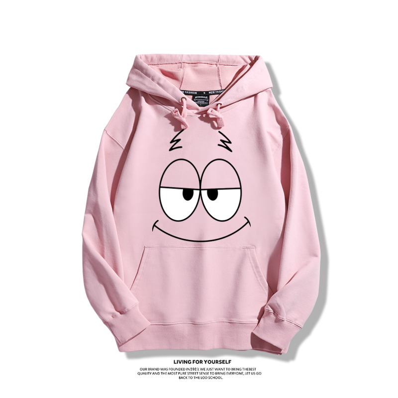 海綿寶寶聯名衛衣2023秋冬新款親子情侶裝薄絨款連帽衛衣