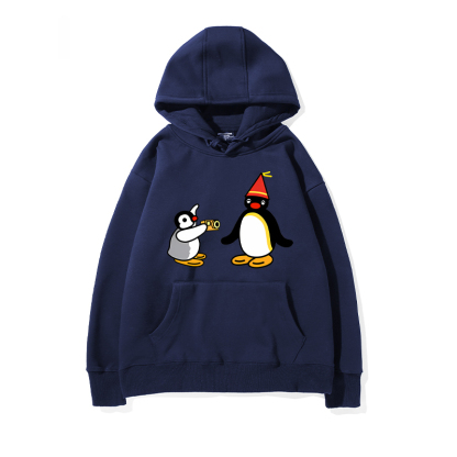 企鵝家族PINGU 聯名衛衣2024秋冬新款親子情侶裝薄絨款連帽衛衣