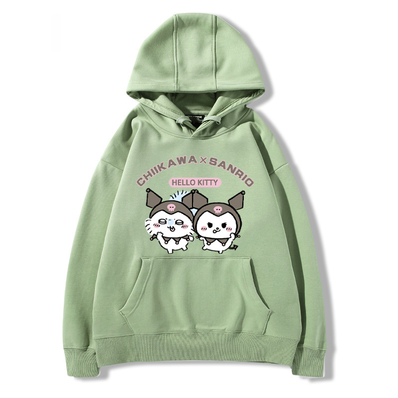 chiikawa吉伊卡哇聯名三麗歐 2024秋冬新款親子情侶裝薄絨款連帽衛衣
