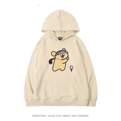 線條小狗 2024秋冬新款親子情侶裝薄絨款連帽衛衣