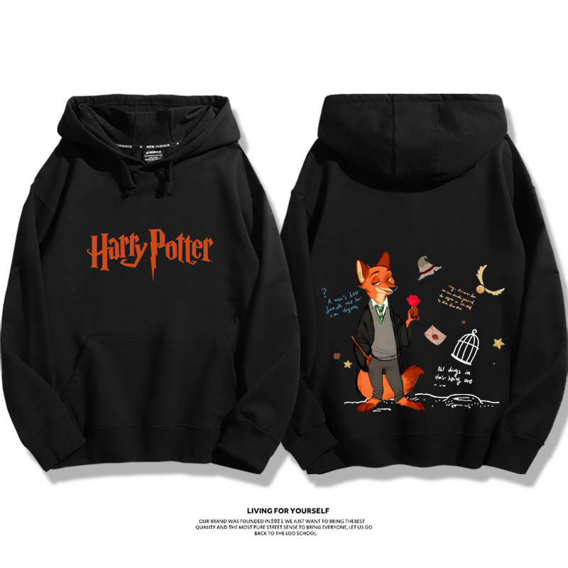 瘋狂動物城聯名衛衣2023秋冬新款親子情侶裝薄絨款連帽衛衣