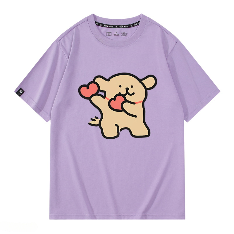 線條小狗 2024親子情侶男女同款 純棉T恤