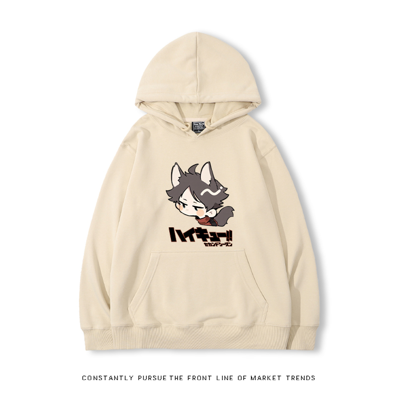 排球少年聯名衛衣2024秋冬新款親子情侶裝薄絨款連帽衛衣