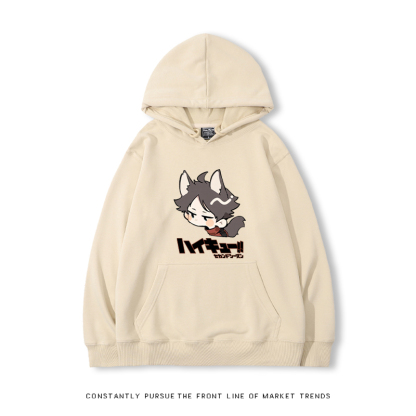 排球少年聯名衛衣2024秋冬新款親子情侶裝薄絨款連帽衛衣