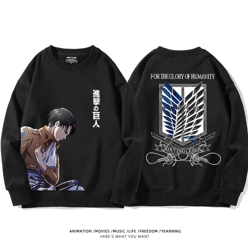 進擊的巨人 聯名衛衣2024秋冬新款親子情侶裝薄絨款連帽衛衣