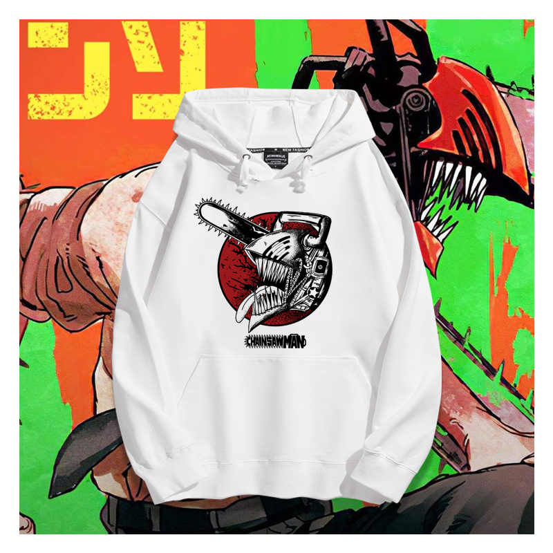 鏈鋸人聯名衛衣2023秋冬新款親子情侶裝薄絨款連帽衛衣