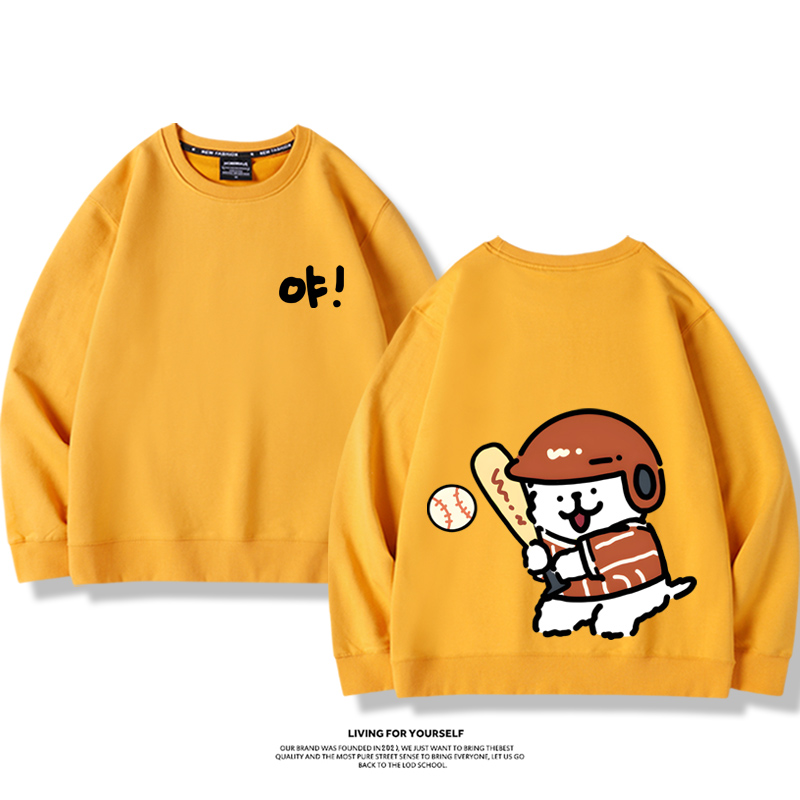 線條小狗2023親子情侶裝 圓領長袖