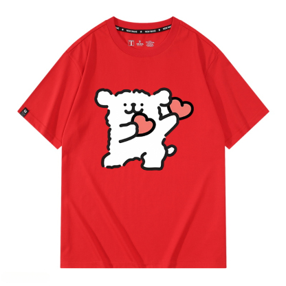 線條小狗 2024親子情侶男女同款 純棉T恤