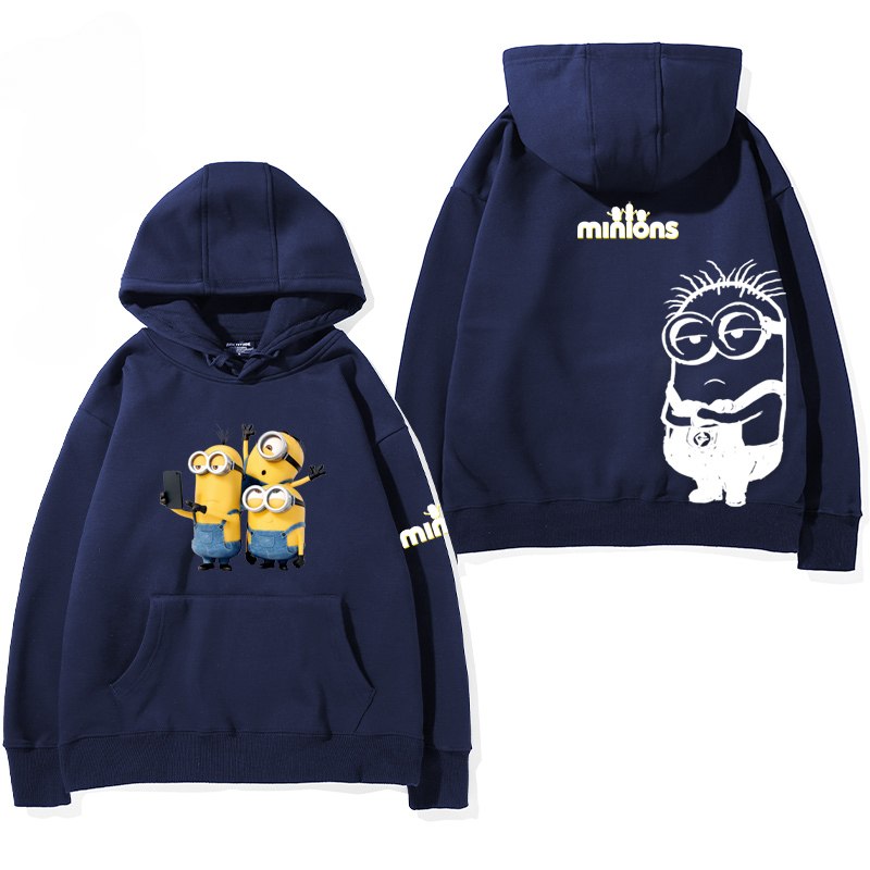 小黃人 聯名衛衣2024秋冬新款親子情侶裝薄絨款連帽衛衣