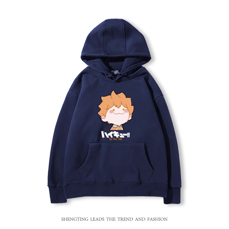 排球少年聯名衛衣2024秋冬新款親子情侶裝薄絨款連帽衛衣