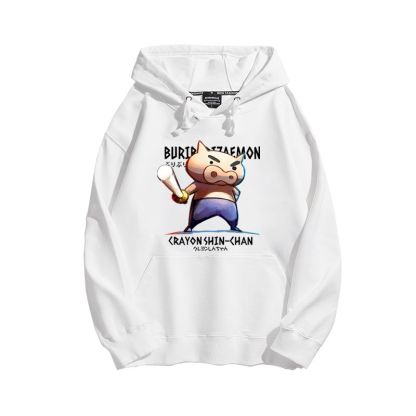 蠟筆小新聯名衛衣2023秋冬新款親子情侶裝薄絨款連帽衛衣