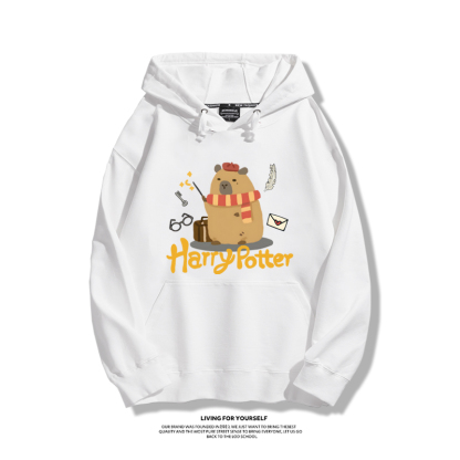哈利波特聯名卡皮巴拉2023秋冬新款親子情侶裝薄絨款連帽衛衣