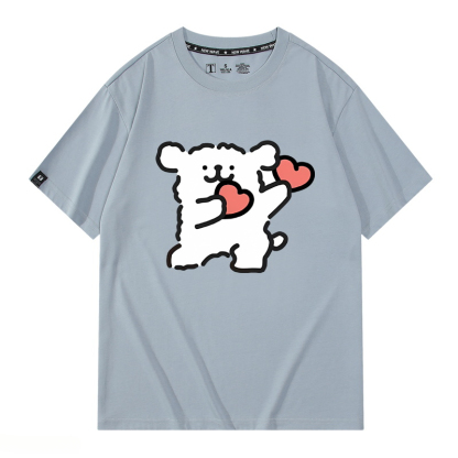 線條小狗 2024親子情侶男女同款 純棉T恤