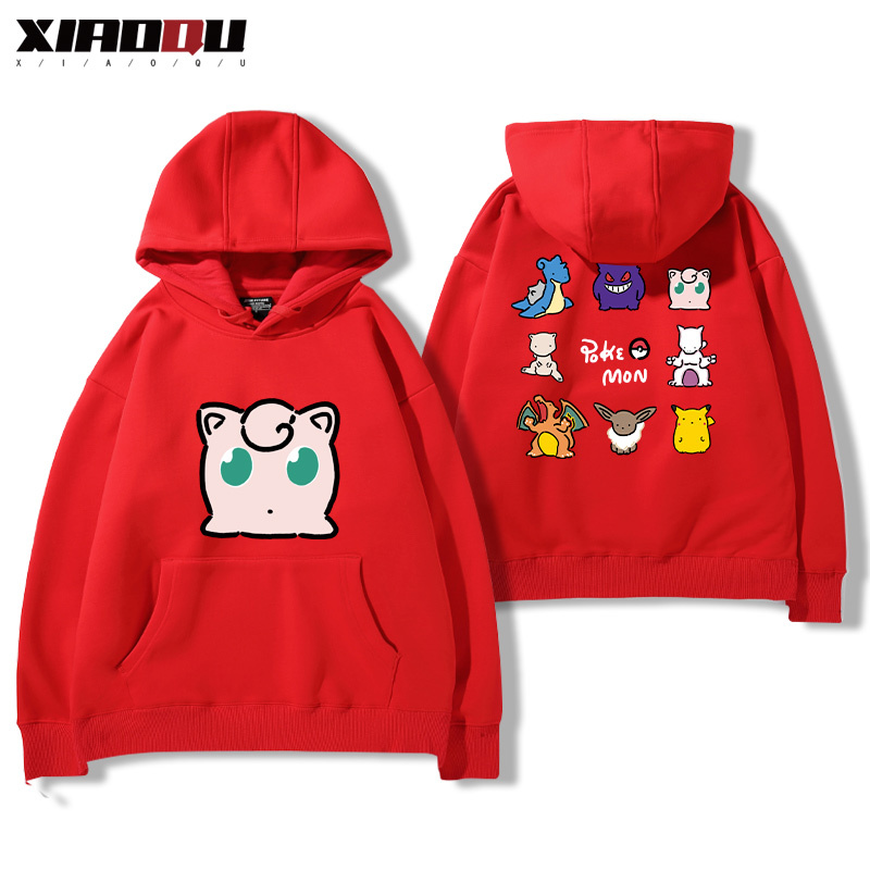 寶可夢聯名衛衣2024秋冬新款親子情侶裝薄絨款連帽衛衣