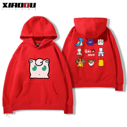 寶可夢聯名衛衣2024秋冬新款親子情侶裝薄絨款連帽衛衣