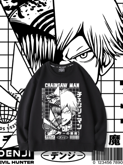 鏈鋸人電次2023親子情侶裝 圓領長袖