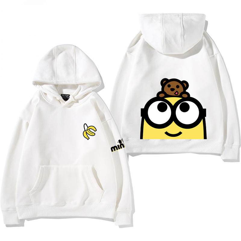 小黃人 聯名衛衣2024秋冬新款親子情侶裝薄絨款連帽衛衣