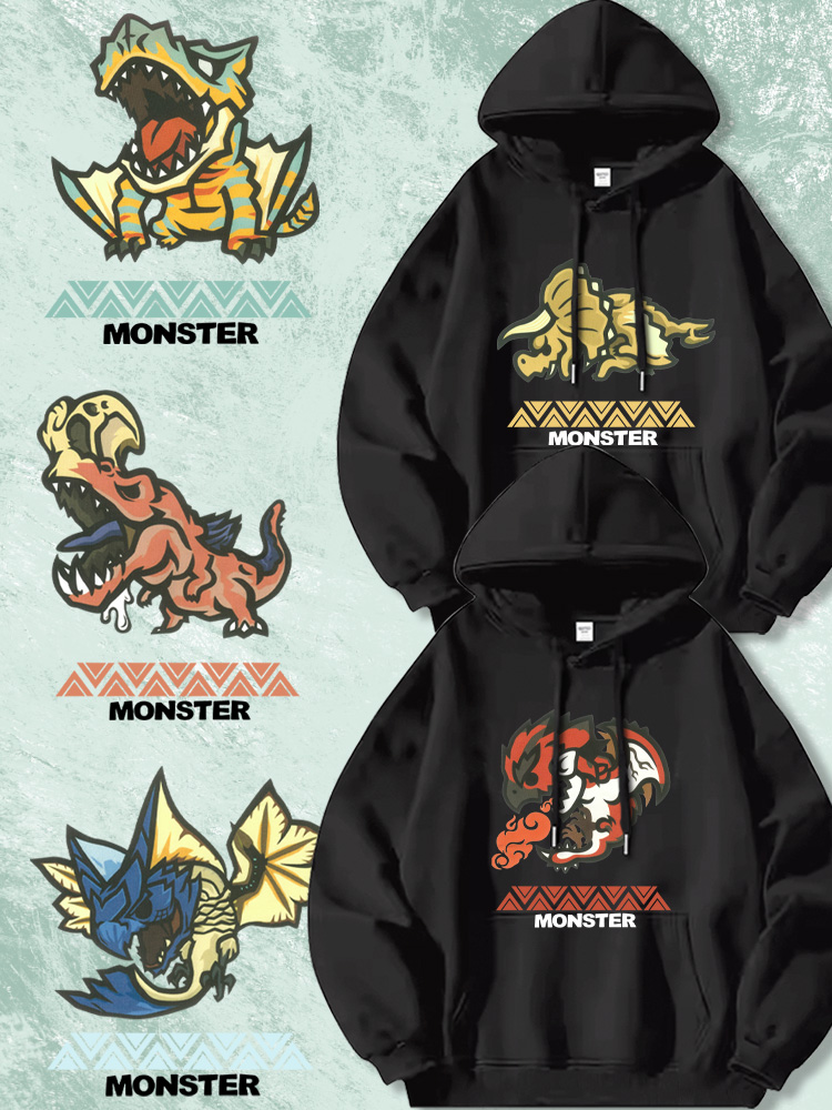 Monster Hunter Rise怪物獵人 聯名衛衣2024秋冬新款親子情侶裝薄絨款連帽衛衣