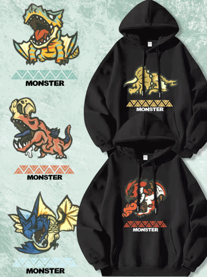 Monster Hunter Rise怪物獵人 聯名衛衣2024秋冬新款親子情侶裝薄絨款連帽衛衣