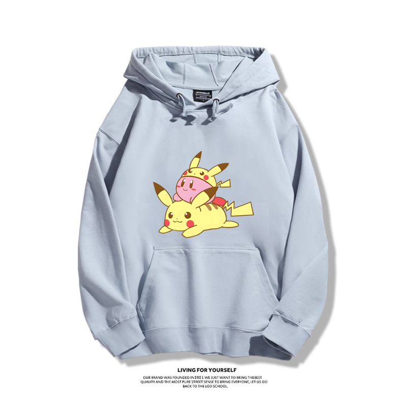 星之卡比聯名精靈寶可夢2024秋冬新款親子情侶裝薄絨款連帽衛衣