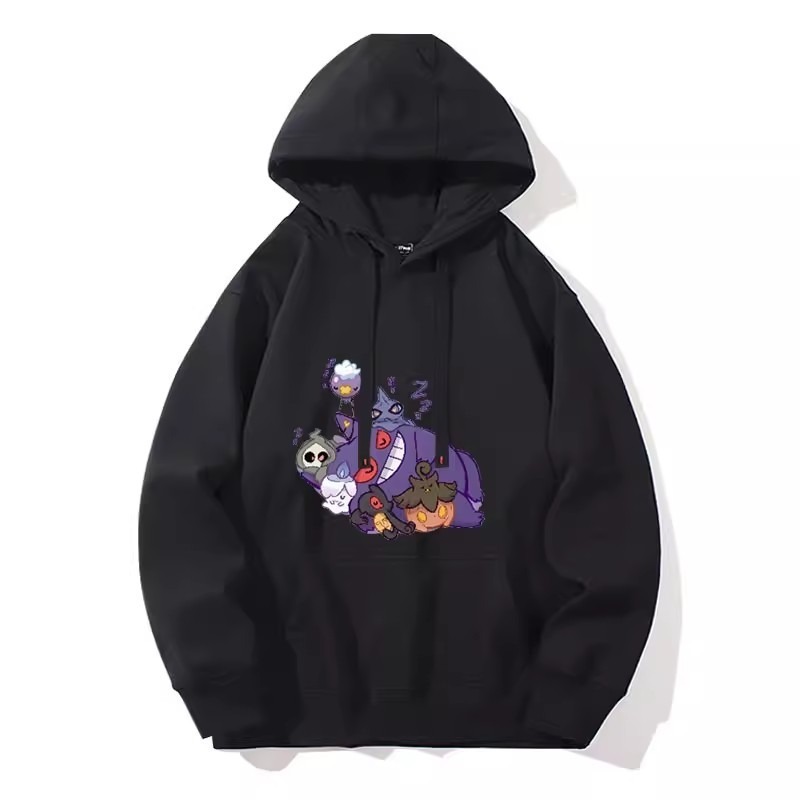 寶可夢聯名衛衣2024秋冬新款親子情侶裝薄絨款連帽衛衣