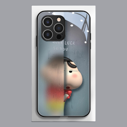 蠟筆小新新款高清全包防摔玻璃殼