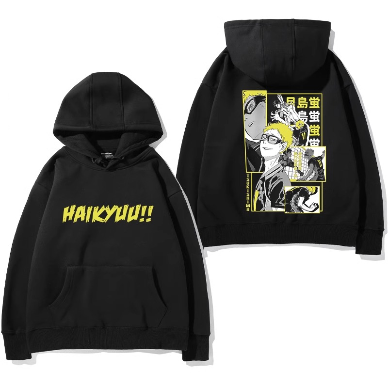 排球少年聯名衛衣2024秋冬新款親子情侶裝薄絨款連帽衛衣