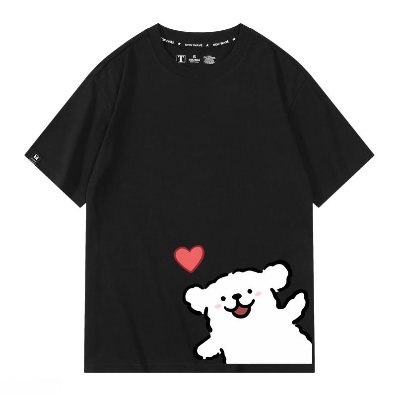 線條小狗 2024親子情侶男女同款 純棉T恤