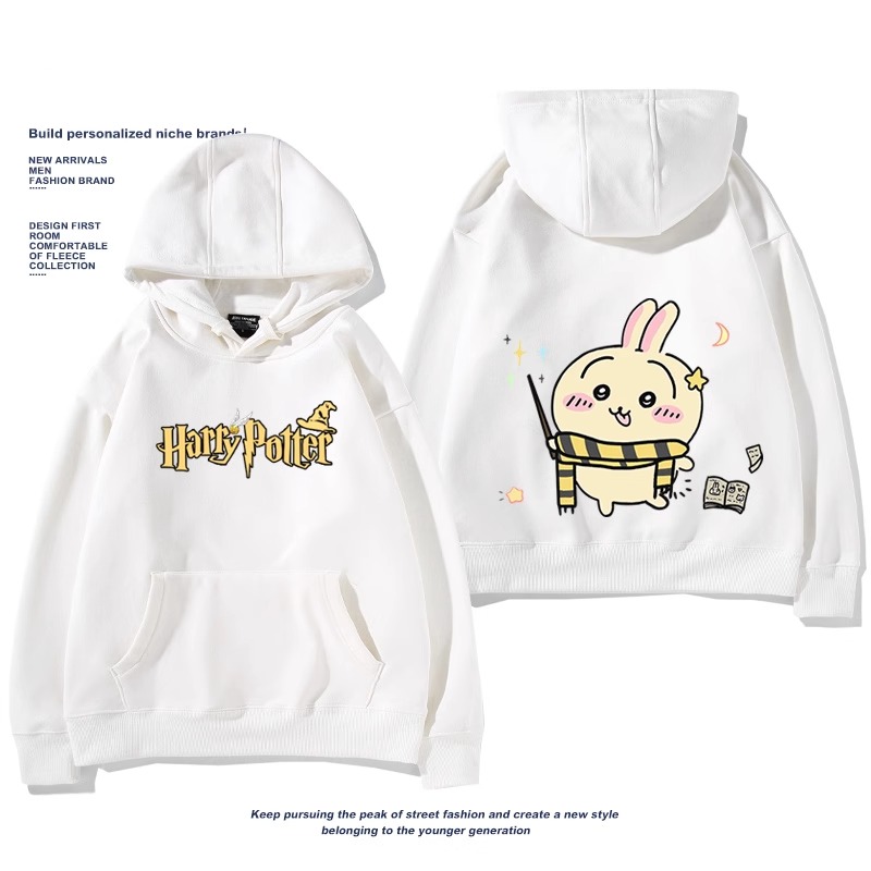 Chiikawa聯名衛衣2024秋冬新款親子情侶裝薄絨款連帽衛衣