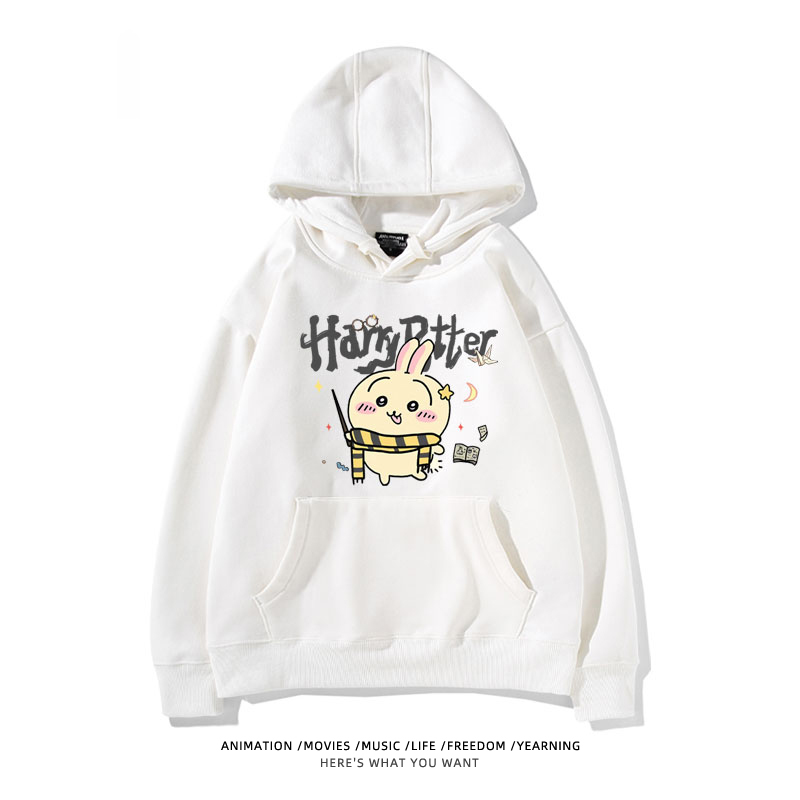 Chiikawa聯名衛衣2024秋冬新款親子情侶裝薄絨款連帽衛衣