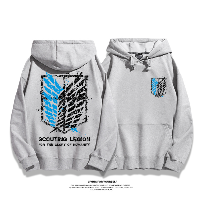 進擊的巨人聯名衛衣2023秋冬新款親子情侶裝薄絨款連帽衛衣