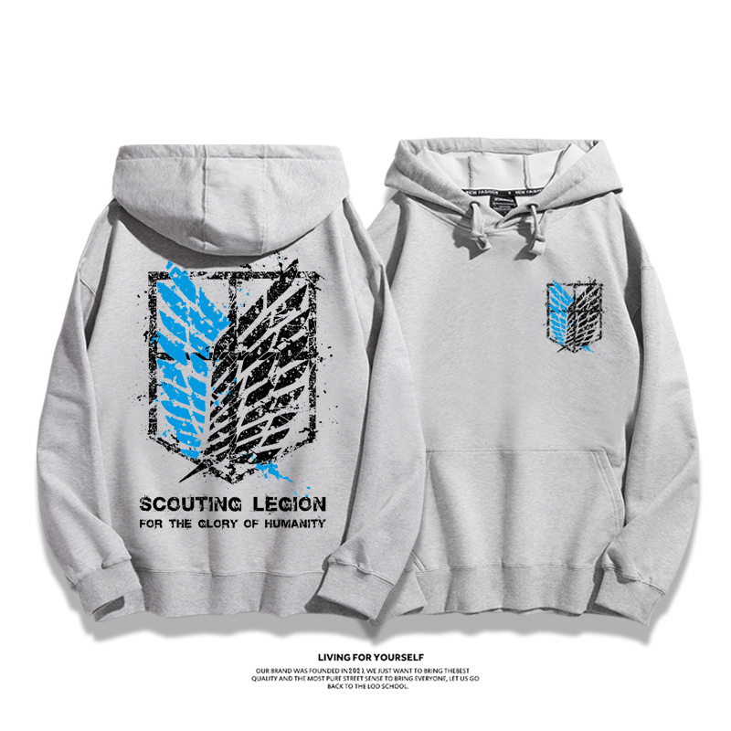 進擊的巨人聯名衛衣2023秋冬新款親子情侶裝薄絨款連帽衛衣