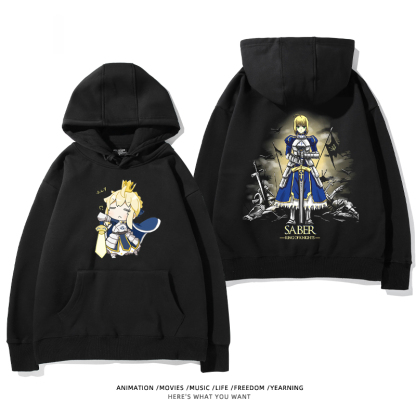 fate 2024秋冬新款親子情侶裝薄絨款連帽衛衣