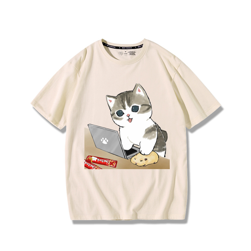 上班族貓咪2024親子情侶男女同款 純棉T恤
