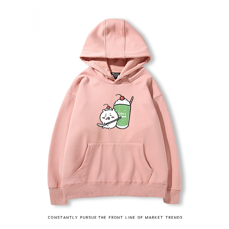 Chiikawa聯名衛衣2024秋冬新款親子情侶裝薄絨款連帽衛衣