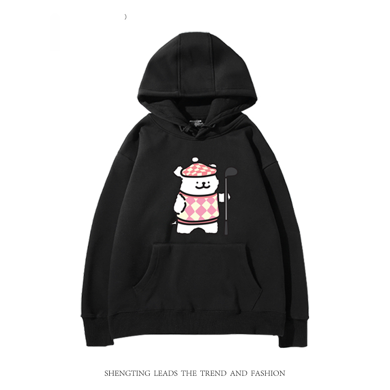 線條小狗 2024秋冬新款親子情侶裝薄絨款連帽衛衣