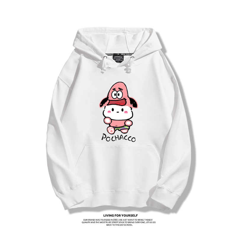 三麗鷗聯名海綿寶寶2023秋冬新款親子情侶裝薄絨款連帽衛衣