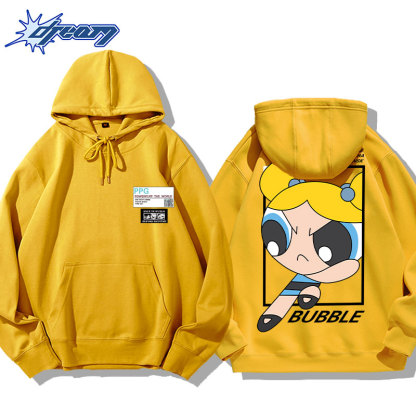 飛天小女警聯名衛衣2024秋冬新款親子情侶裝薄絨款連帽衛衣