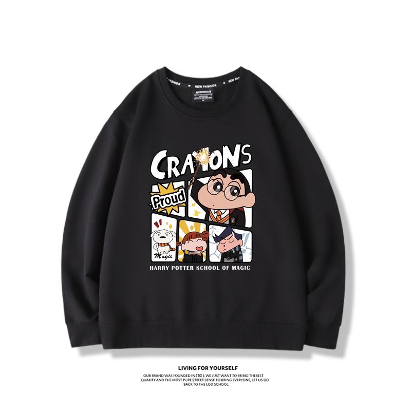 蠟筆小新聯名哈利波特2024親子情侶裝 圓領長袖