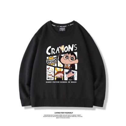 蠟筆小新聯名哈利波特2024親子情侶裝 圓領長袖