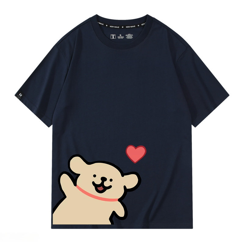 線條小狗 2024親子情侶男女同款 純棉T恤