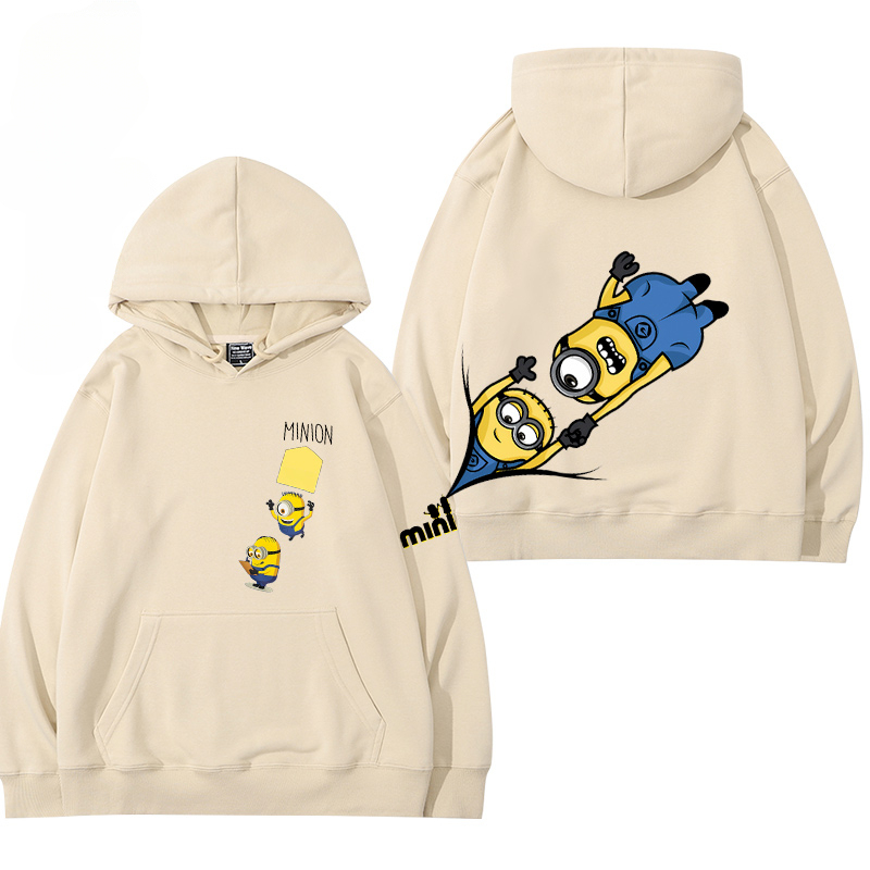 小黃人 聯名衛衣2024秋冬新款親子情侶裝薄絨款連帽衛衣