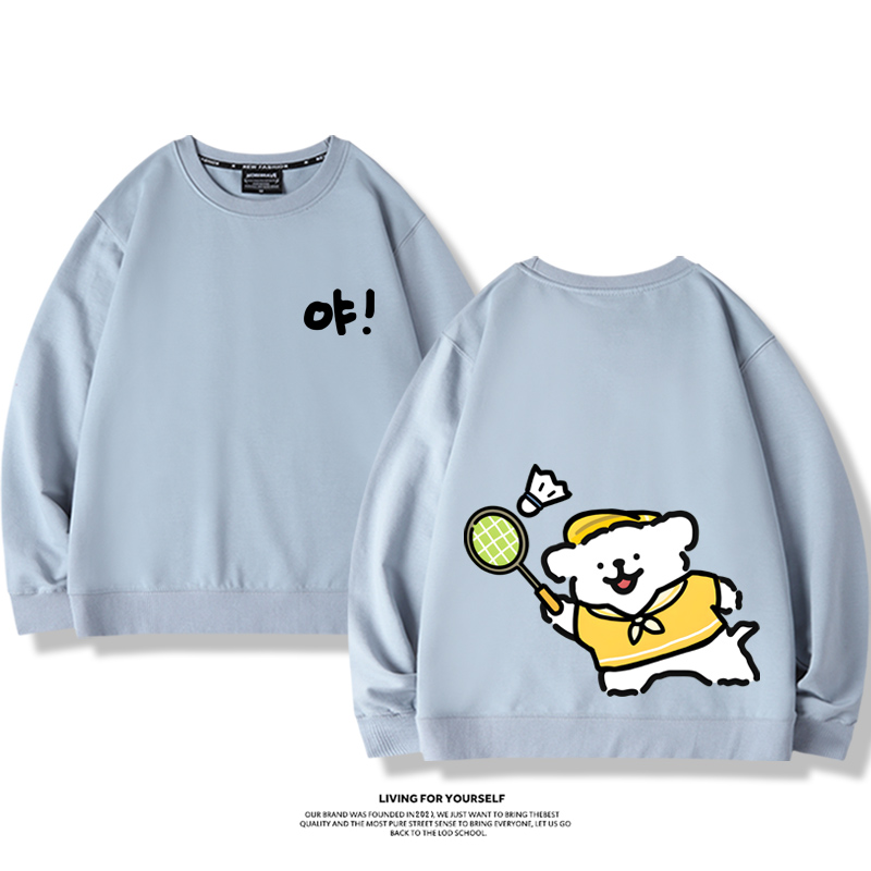 線條小狗2023親子情侶裝 圓領長袖