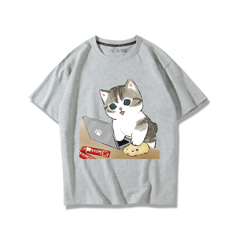 上班族貓咪2024親子情侶男女同款 純棉T恤