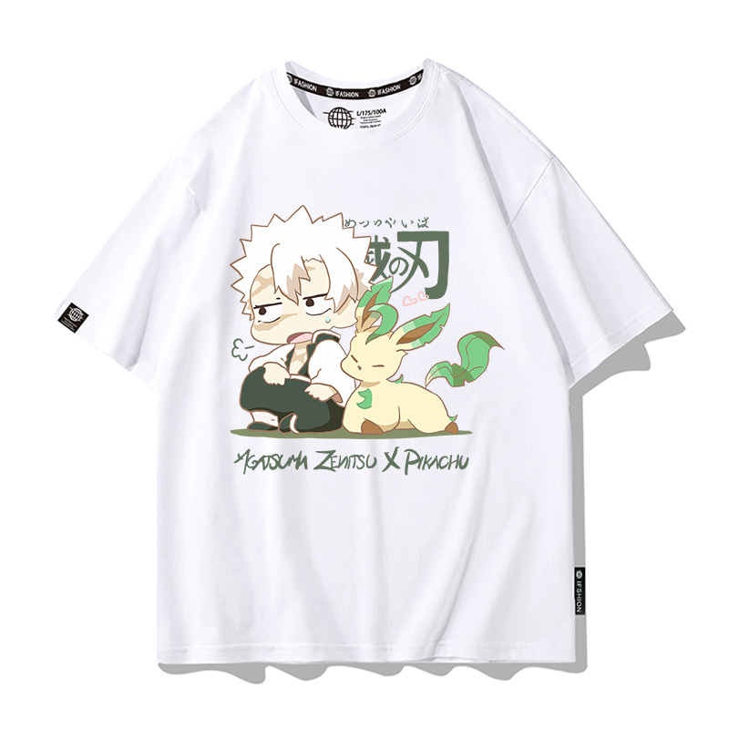 鬼滅之刃x精靈寶可夢 2025情侶男親子女同款 印花短袖T恤