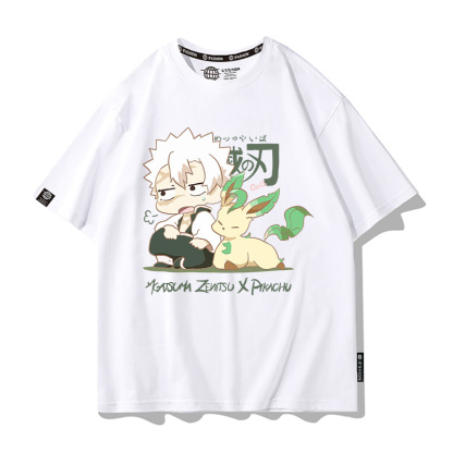 鬼滅之刃x精靈寶可夢 2025情侶男親子女同款 印花短袖T恤
