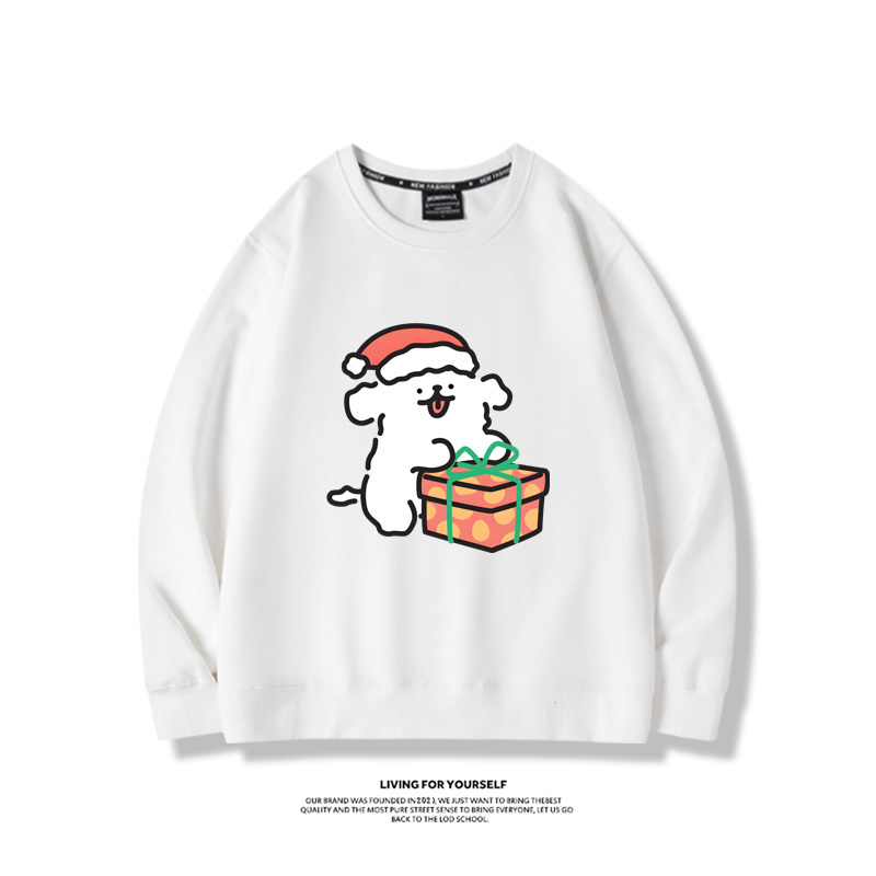 線條小狗聯名聖誕2023親子情侶裝 圓領長袖