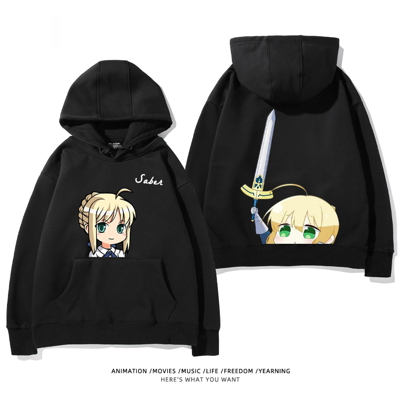 fate 2024秋冬新款親子情侶裝薄絨款連帽衛衣