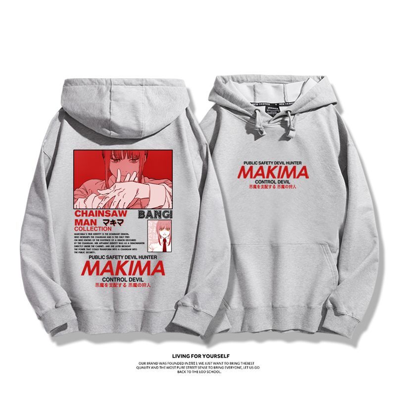 鏈鋸人瑪奇瑪聯名衛衣2023秋冬新款親子情侶裝薄絨款連帽衛衣