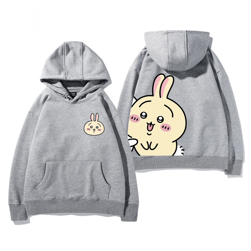 Chiikawa聯名衛衣2024秋冬新款親子情侶裝薄絨款連帽衛衣